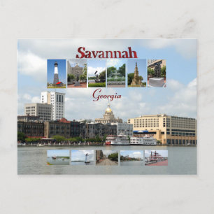 Uitzicht van Savannah Georgia Briefkaart