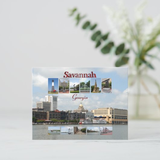 Uitzicht van Savannah Georgia Briefkaart (Staand voorkant)