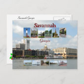 Uitzicht van Savannah Georgia Briefkaart (Voorkant / Achterkant)