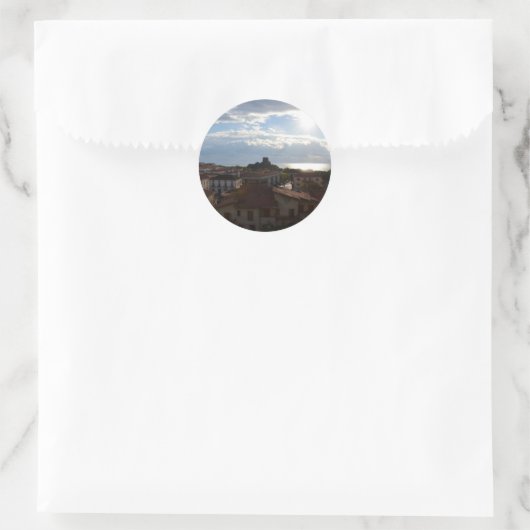 Uitzicht van Scalea Ronde Sticker (Tas)