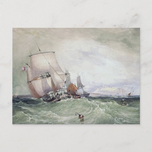 Uitzicht van Scarborough, met een Collier Brig Briefkaart (Voorkant)