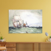 Uitzicht van Scarborough, met een Collier Brig Canvas Afdruk (Insitu (Woonkamer))
