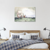 Uitzicht van Scarborough, met een Collier Brig Canvas Afdruk (Insitu (Slaapkamer))