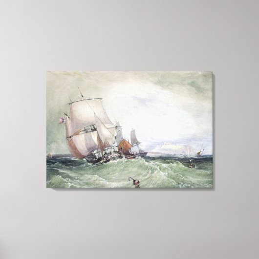 Uitzicht van Scarborough, met een Collier Brig Canvas Afdruk (Voorkant)