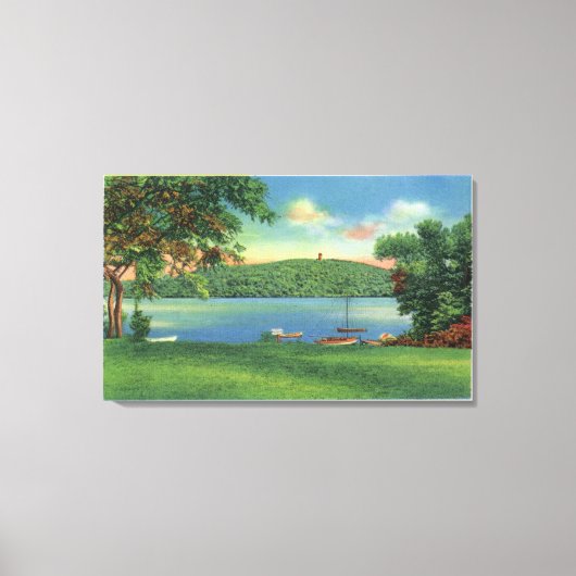 Uitzicht van Scargo Hill en Tower Canvas Afdruk (Voorkant)