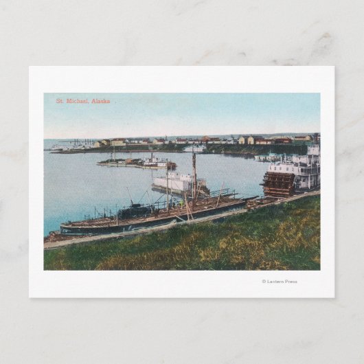 Uitzicht van schepen in de DockSt. Michael, AK Briefkaart (Voorkant)