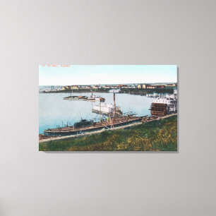 Uitzicht van schepen in de DockSt. Michael, AK Canvas Afdruk