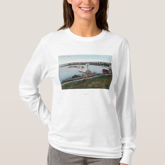 Uitzicht van schepen in de DockSt. Michael, AK T-shirt (Voorkant)