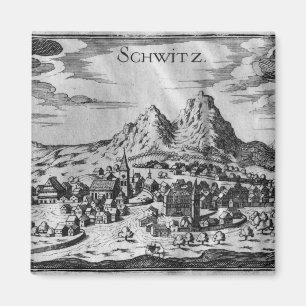Uitzicht van Schwyz Magneet