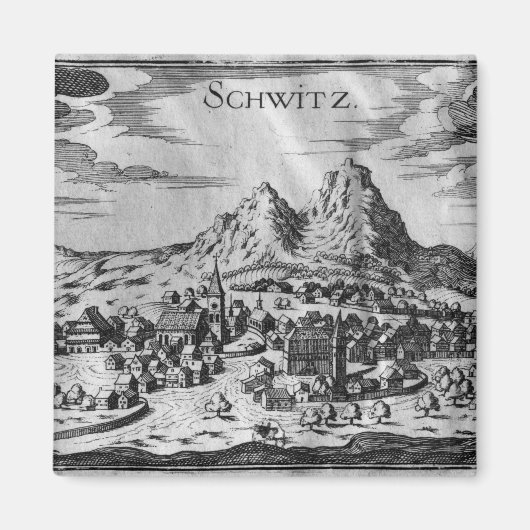 Uitzicht van Schwyz Magneet (Voorkant)