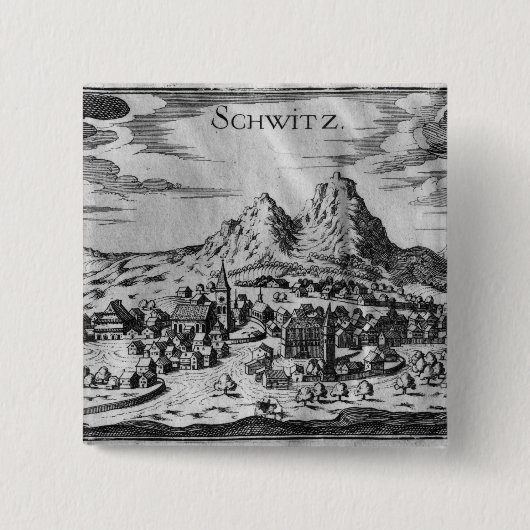 Uitzicht van Schwyz Vierkante Button 5,1 Cm (Voorkant)