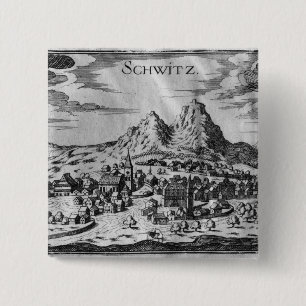 Uitzicht van Schwyz Vierkante Button 5,1 Cm