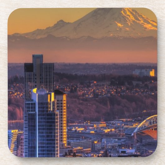 Uitzicht van Seattle in het centrum van het footba Bier Onderzetter (Voorkant)