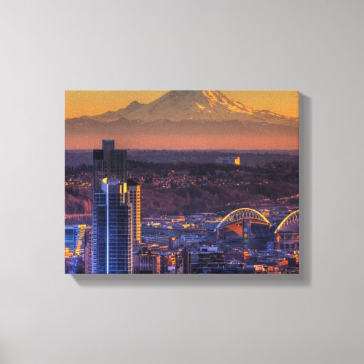 Uitzicht van Seattle in het centrum van het footba Canvas Afdruk (Voorkant)