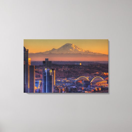 Uitzicht van Seattle in het centrum van het footba Canvas Afdruk (Voorkant)