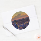 Uitzicht van Seattle in het centrum van het footba Ronde Sticker (Envelop)