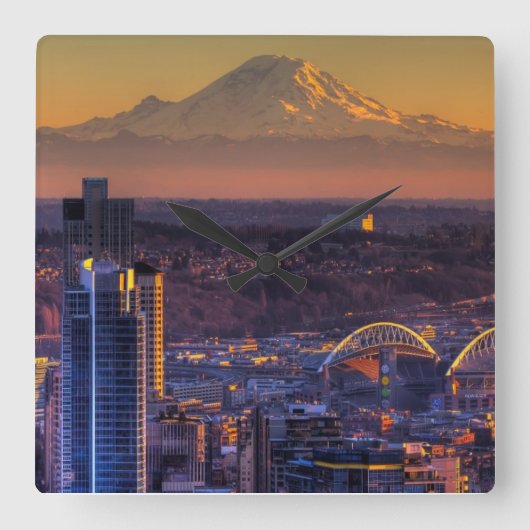 Uitzicht van Seattle in het centrum van het footba Vierkante Klok (Voorkant)