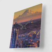 Uitzicht van Seattle in het centrum van het footba Vierkante Klok (Hoek)