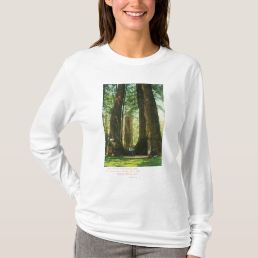 Uitzicht van sequoiwten bij Big Tree Grove T-shirt (Voorkant)