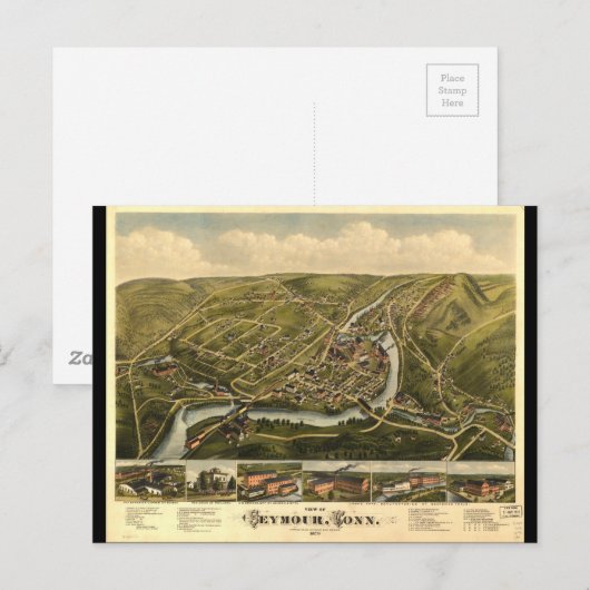 Uitzicht van Seymour Connecticut (1879) Briefkaart (Voorkant / Achterkant)