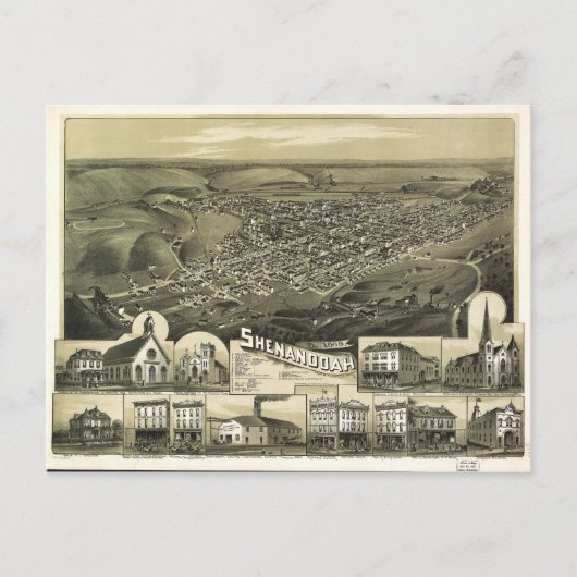 Uitzicht van Shenandoah, Pennsylvania (1889) Briefkaart (Voorkant)