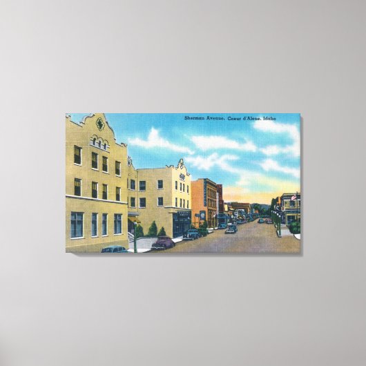 Uitzicht van Sherman AvenueCoeur d'Alene, ID Canvas Afdruk (Voorkant)