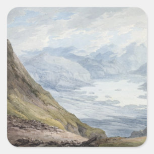 Uitzicht van Skiddaw over Derwentwater (m/c over p Vierkante Sticker