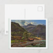 Uitzicht van Skjolden in Lyster, Noorwegen 1843 JC Briefkaart (Voorkant / Achterkant)