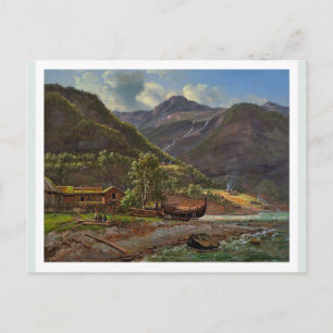 Uitzicht van Skjolden in Lyster, Noorwegen 1843 JC Briefkaart