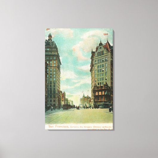 Uitzicht van Skyscrapers dat 1906 overleefde Canvas Afdruk (Voorkant)