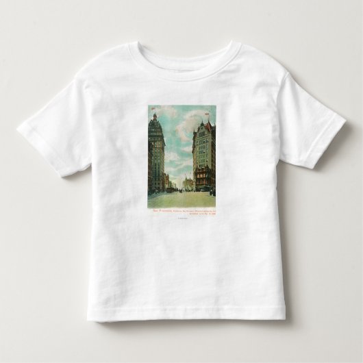 Uitzicht van Skyscrapers dat 1906 overleefde Kinder Shirts (Voorkant)