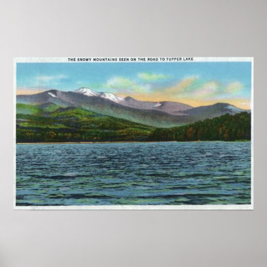 Uitzicht van Snowy Mts van de Tupper Lake Road Poster (Voorkant)