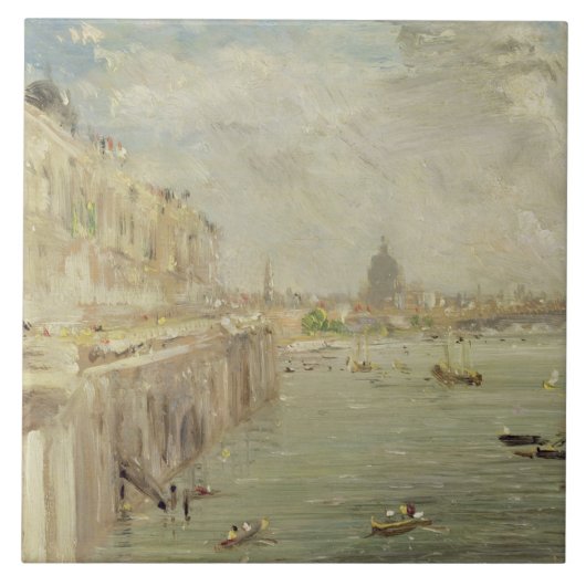 Uitzicht van Somerset House Terrace en St. Paul's, Tegeltje (Voorkant)