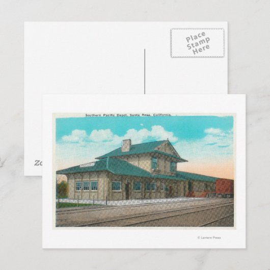 Uitzicht van Southern Pacific DepotSanta Rosa, CA Briefkaart (Voorkant / Achterkant)