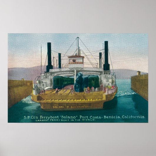 Uitzicht van SP Ferry Boat Solano in Dock Poster (Voorkant)