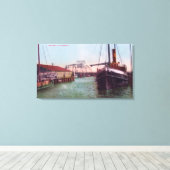 Uitzicht van SP RR DrawbridgeOakland, CA Canvas Afdruk (Insitu (Houten vloer))
