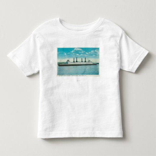 Uitzicht van SP Steamer Contra CostaPort Costa, CA Kinder Shirts (Voorkant)