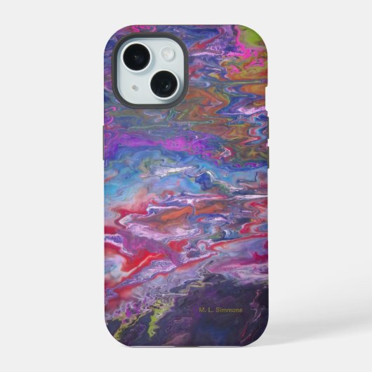 Uitzicht van Space Paint Flow Art iPhone 15 Case (Achterkant)