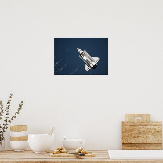 Uitzicht van Space Shuttle Discovery 2 vanuit de l Poster (Keuken)