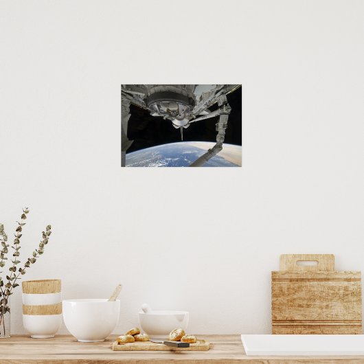 Uitzicht van Space Shuttle Discovery Poster (Keuken)