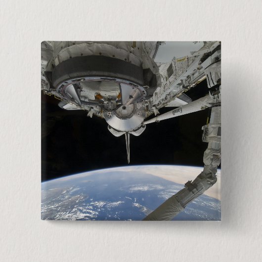 Uitzicht van Space Shuttle Discovery Vierkante Button 5,1 Cm (Voorkant)