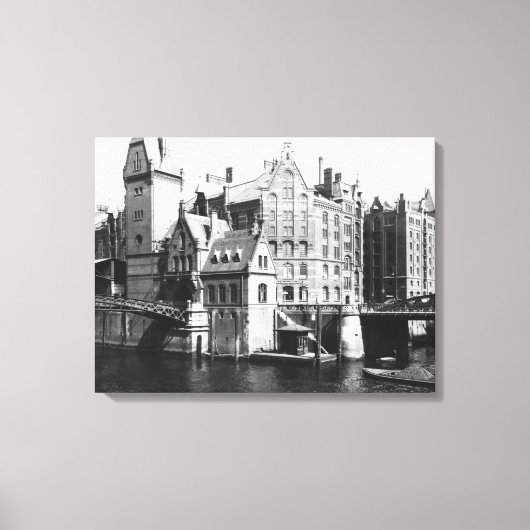 Uitzicht van Speicherstadt Hamburg, c.1910 Canvas Afdruk (Voorkant)