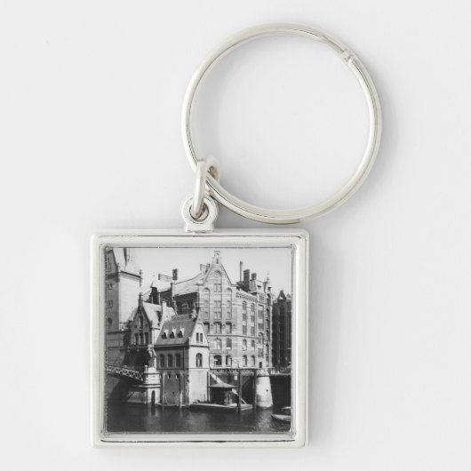 Uitzicht van Speicherstadt Hamburg, c.1910 Sleutelhanger (Voorkant)