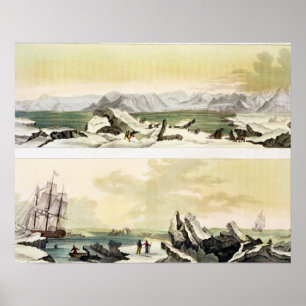 Uitzicht van Spitsbergen met "The Dorothea" (kleur Poster
