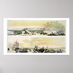 Uitzicht van Spitsbergen met "The Dorothea" (kleur Poster