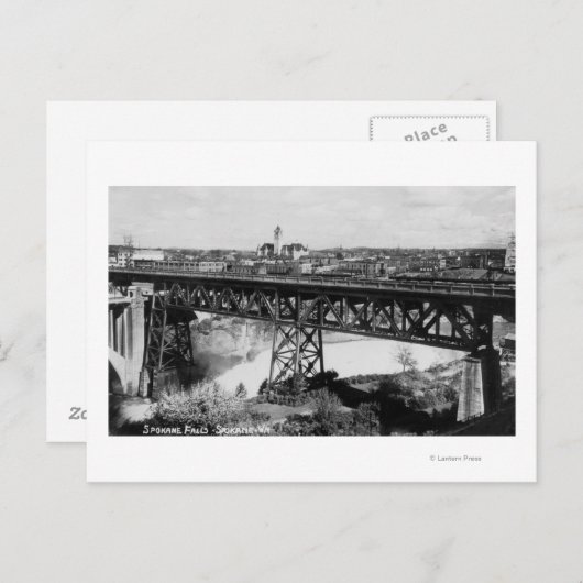 Uitzicht van Spokane-Herfsten en Brug Briefkaart (Voorkant / Achterkant)