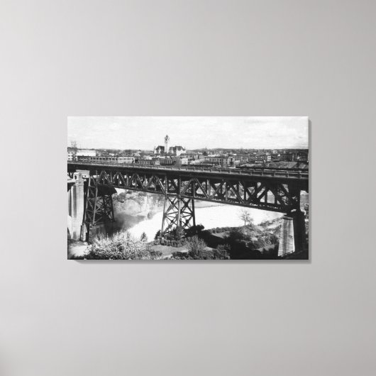 Uitzicht van Spokane-Herfsten en Brug Canvas Afdruk (Voorkant)