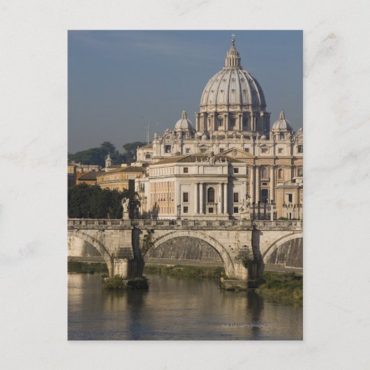Uitzicht van St. Peter met de Ponte Sant' Angelo Briefkaart (Voorkant)