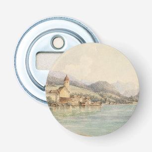 Uitzicht van St. Wolfgang aan het meer Wolfgang Ca Button Flesopener