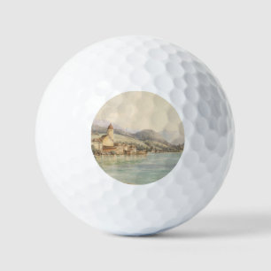 Uitzicht van St. Wolfgang aan het meer Wolfgang Ca Golfballen